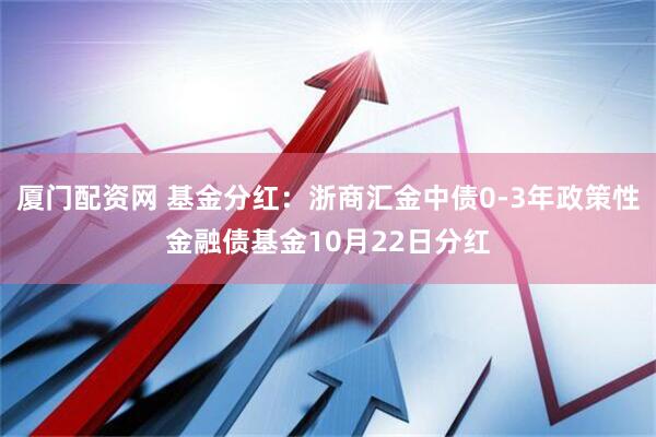 厦门配资网 基金分红：浙商汇金中债0-3年政策性金融债基金10月22日分红